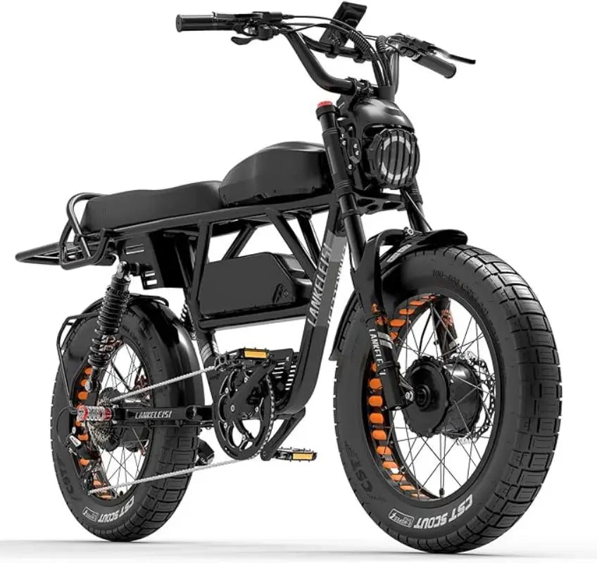 Ebike 2000W 48V 45Ah, 35 MPH Dual Motor Dual Battery, 20 Fat Tire Full Suspension, Upp till 173Miles