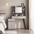Cappuccino Taupe Makeup Table with Grey Stool Set