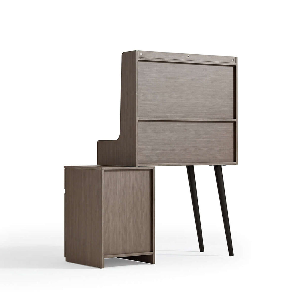 Cappuccino Taupe Makeup Table with Grey Stool Set