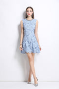 Cornflower Blue Floral Cutout Mini Dress