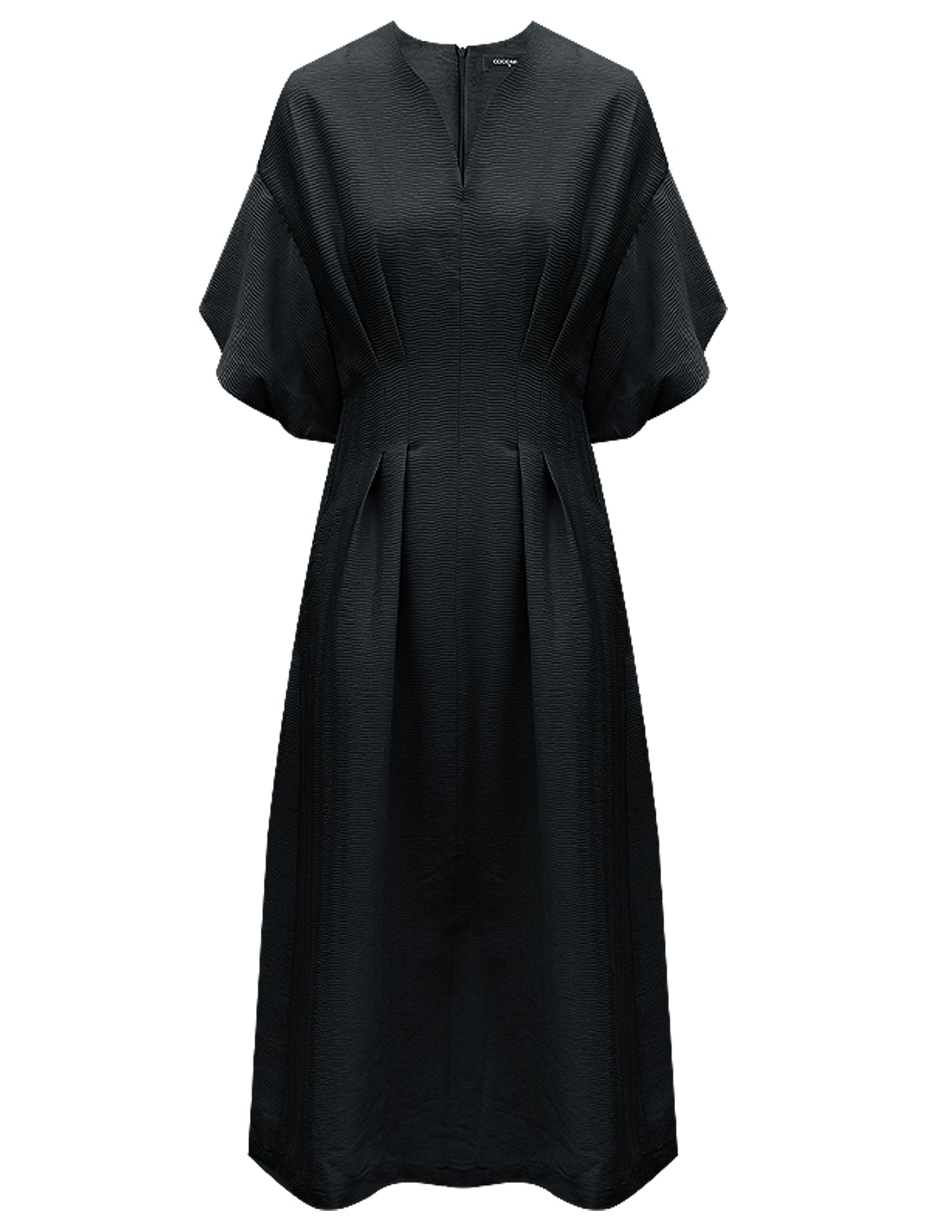 Elegant Textured Pleated French Tea Dress