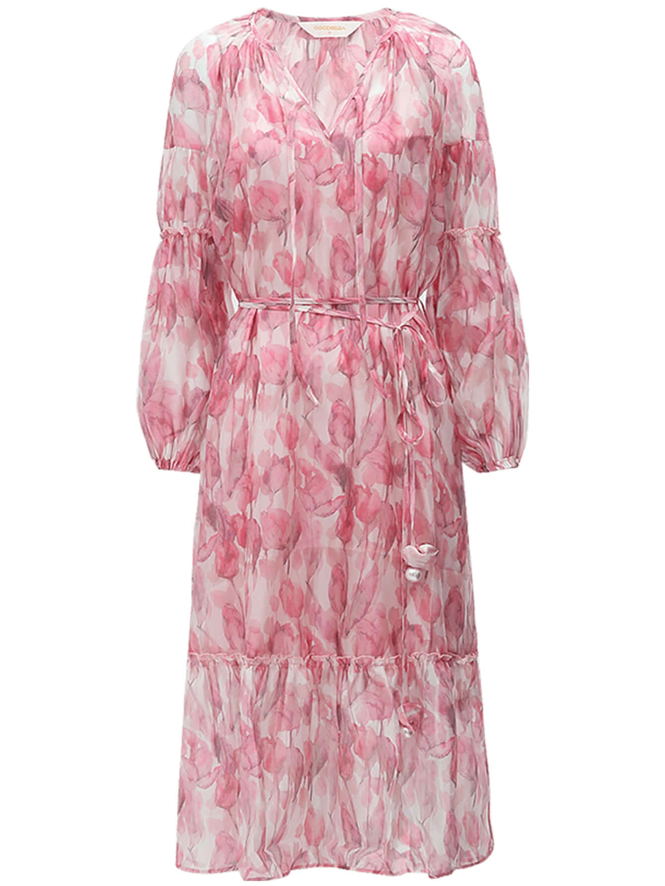 Floral Blush Pink Two Piece Chiffon Dress