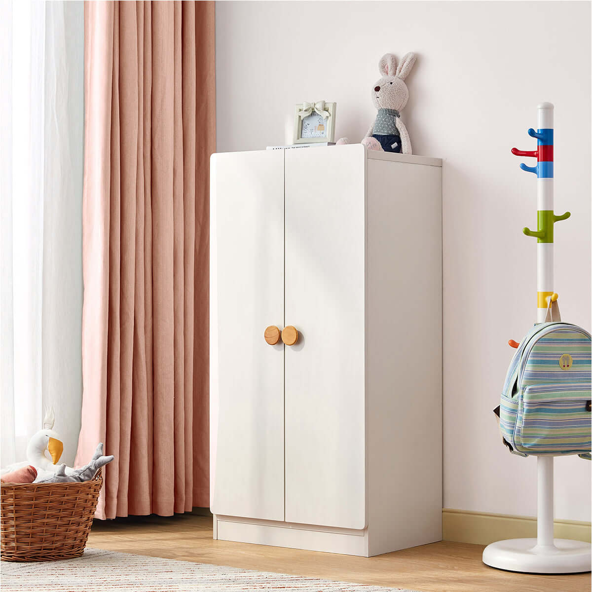 Lucas Kids White Wardrobe Cabinet