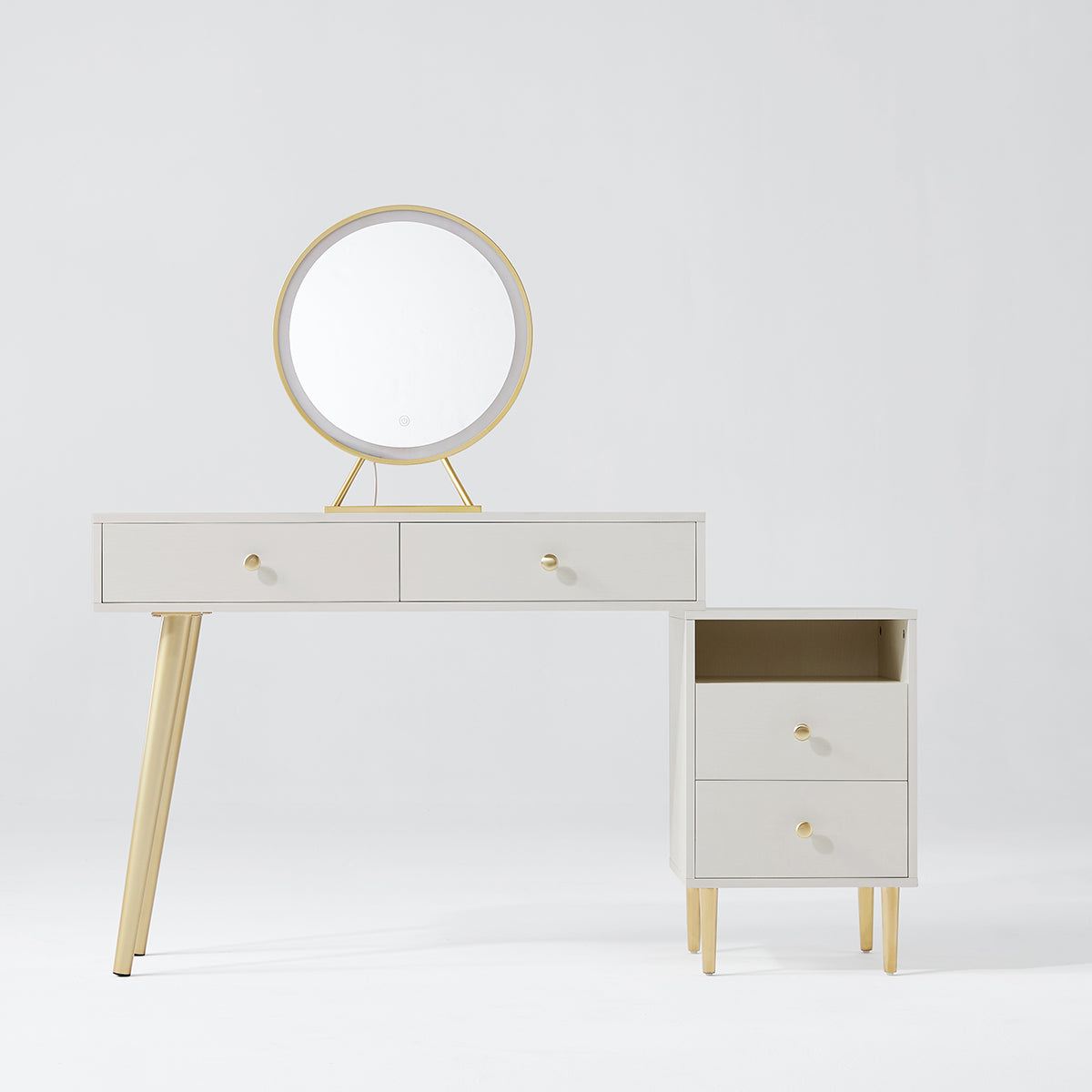 Luxury Makeup Table with Ivory Stool Set