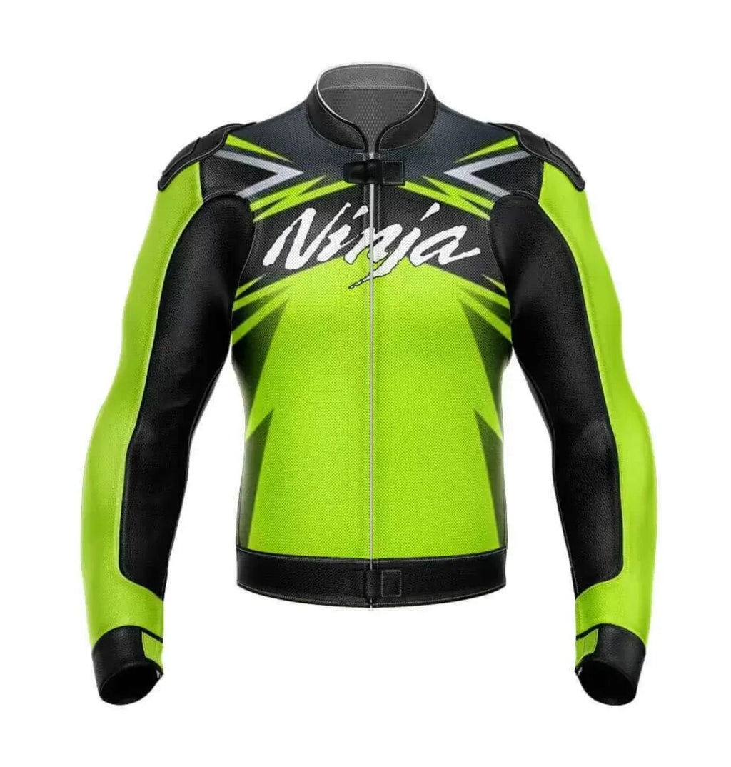 NEON MOTORCYCLE LEATHER RACING JACKET - XXXXL