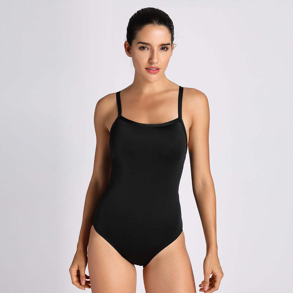 Sleek Solid Elite Training Athletic One Piece Swimsuit
