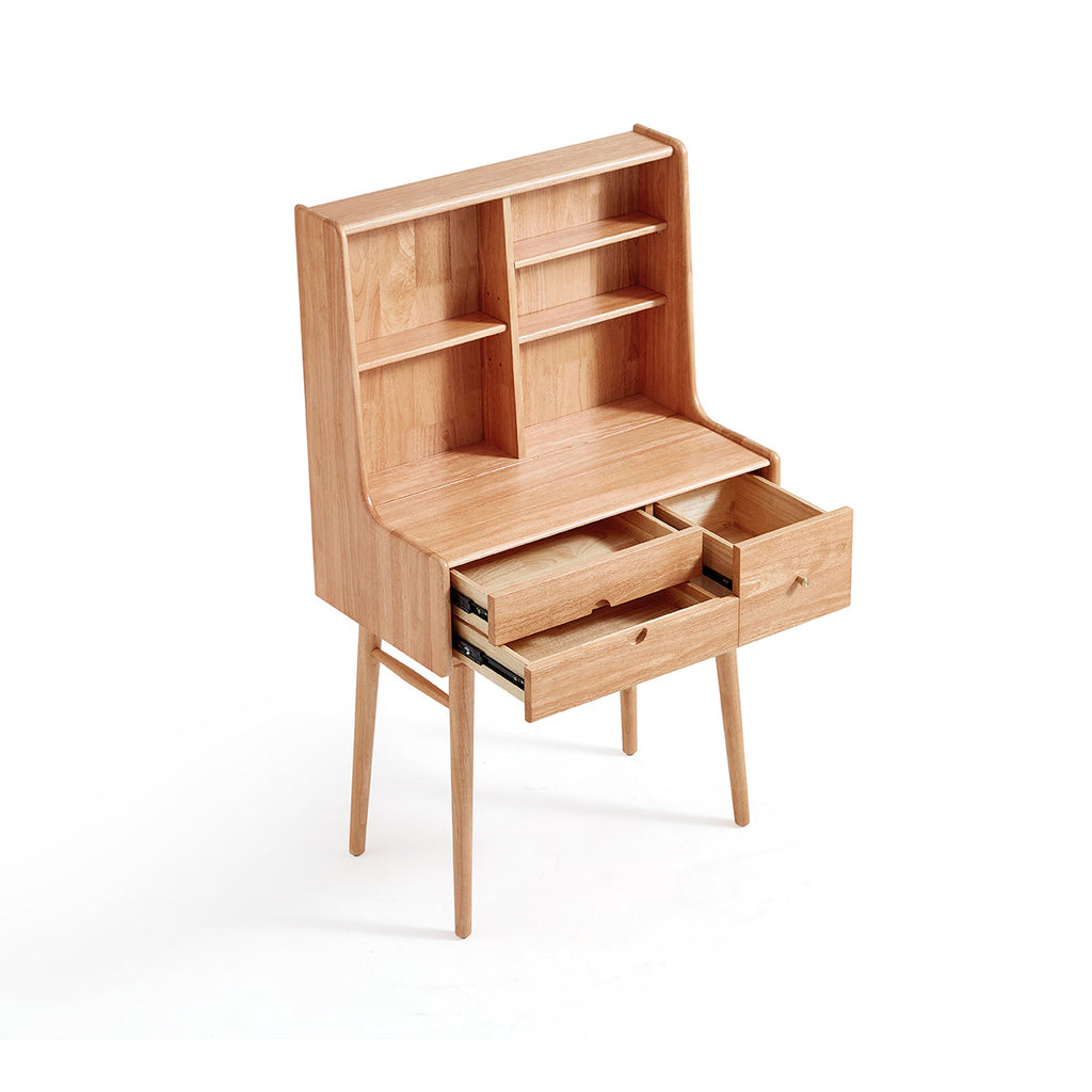 Solid Wood Makeup Table with White Stool Set