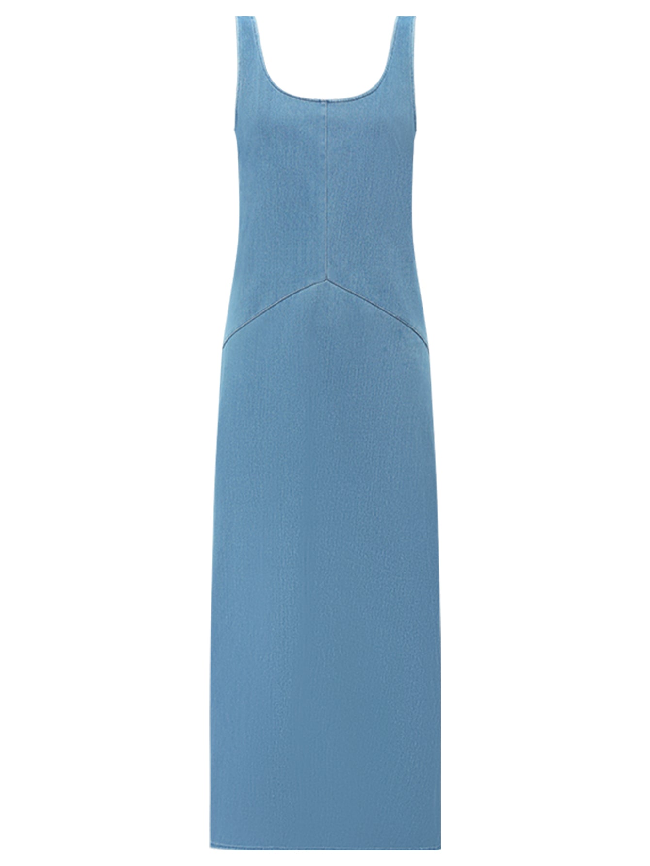 Sporty Scoop Neck Blue Denim Tank Dress