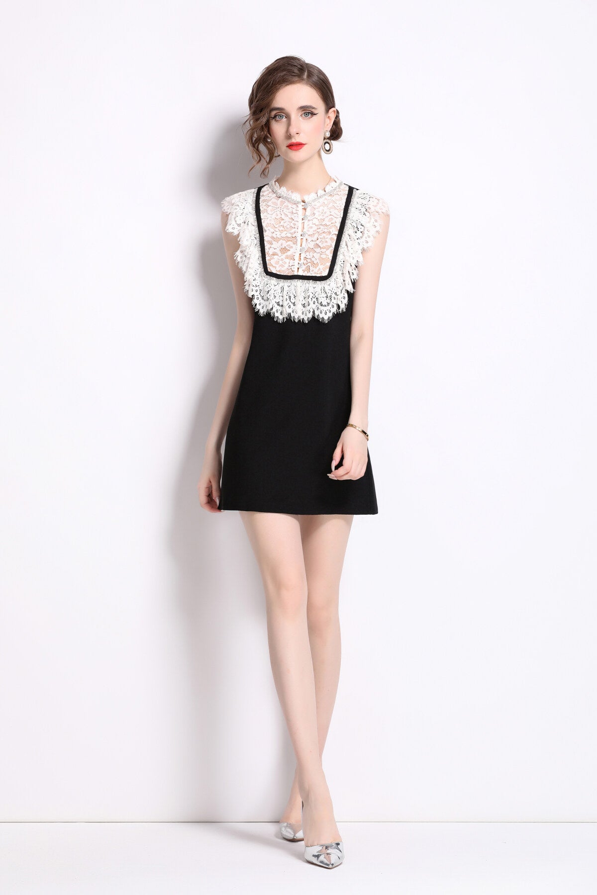 Vintage Lace Bib Collar Little Black Dress